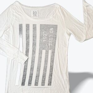 Zoe Karssen Long Sleeve T Shirt No Love Lost Flag Graphic Tee Cotton Modal Small